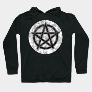 Black Pentacle on White Marble Hoodie